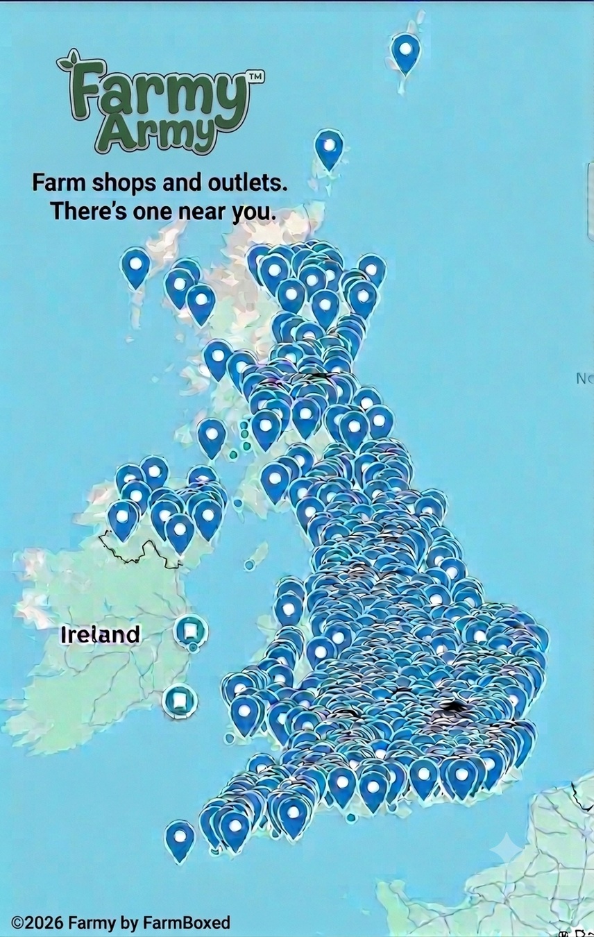 Farmy farm shops and outlets map of the UK and Ireland